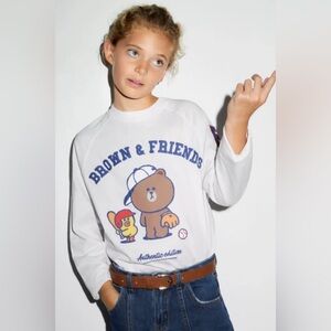 149. Zara EMBOSSED BROWN & FRIENDS © LINE SHIRT